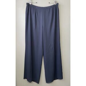 Drapers & Damons Wide Leg Pants Plus Size 1X Navy Chiffon Pull on Evening Event